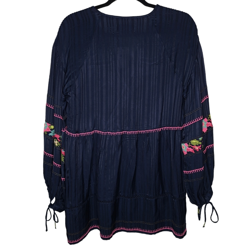 Anthropologie Embroidered Surplice Tunic Blouse OB1397700 Small NWT - Picture 3 of 10